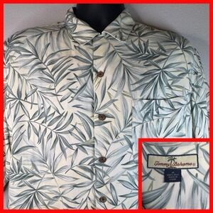 Tommy Bahama Mens Silk Palm Leaf Print Short Sleeve Button Up Shirt‎ M